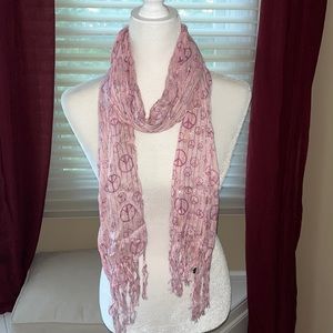 Pink & purple peace sign scarf 100% rayon